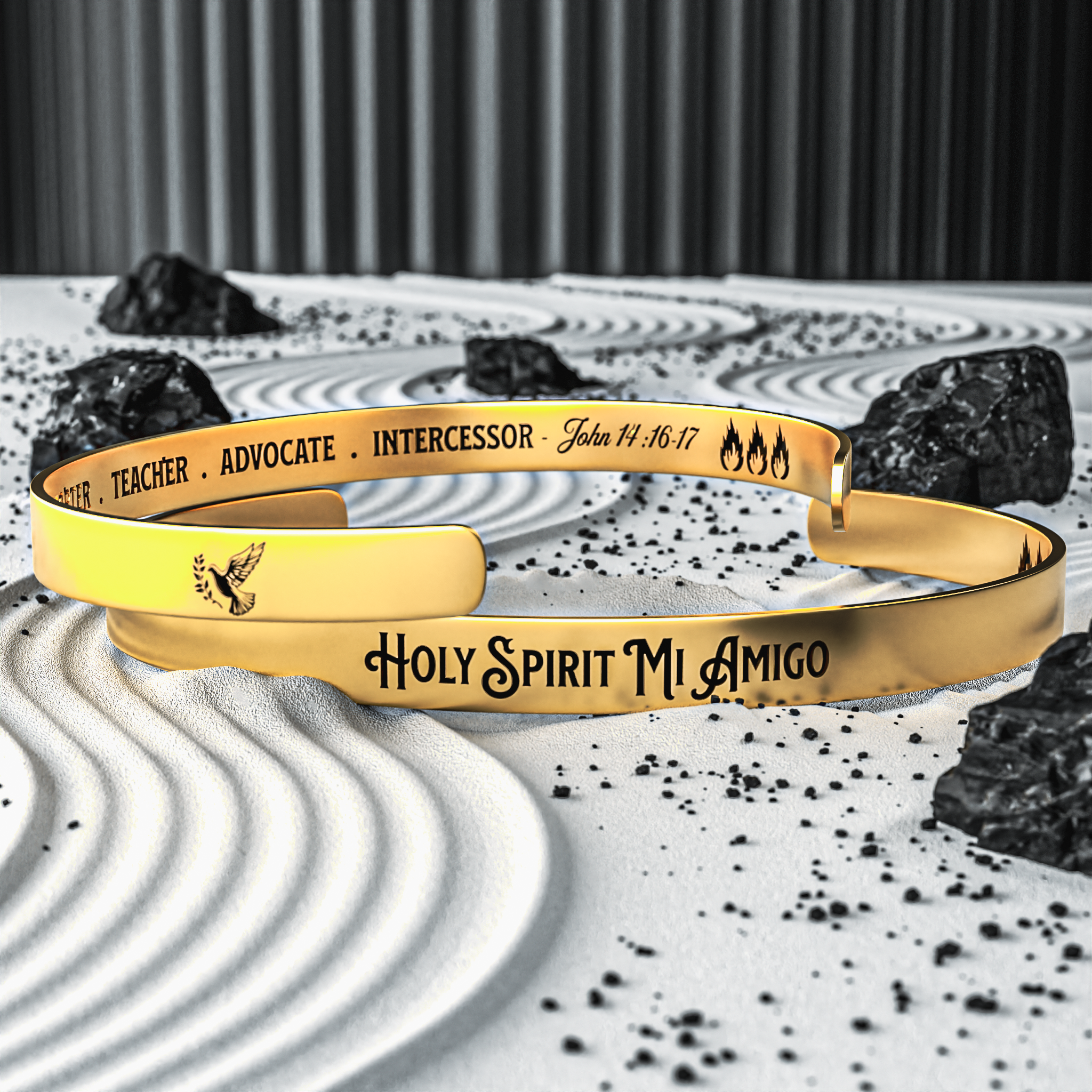 Holy Spirit Mi Amigo Luxury Cuff Bracelet | Gold, Silver, Rose Gold