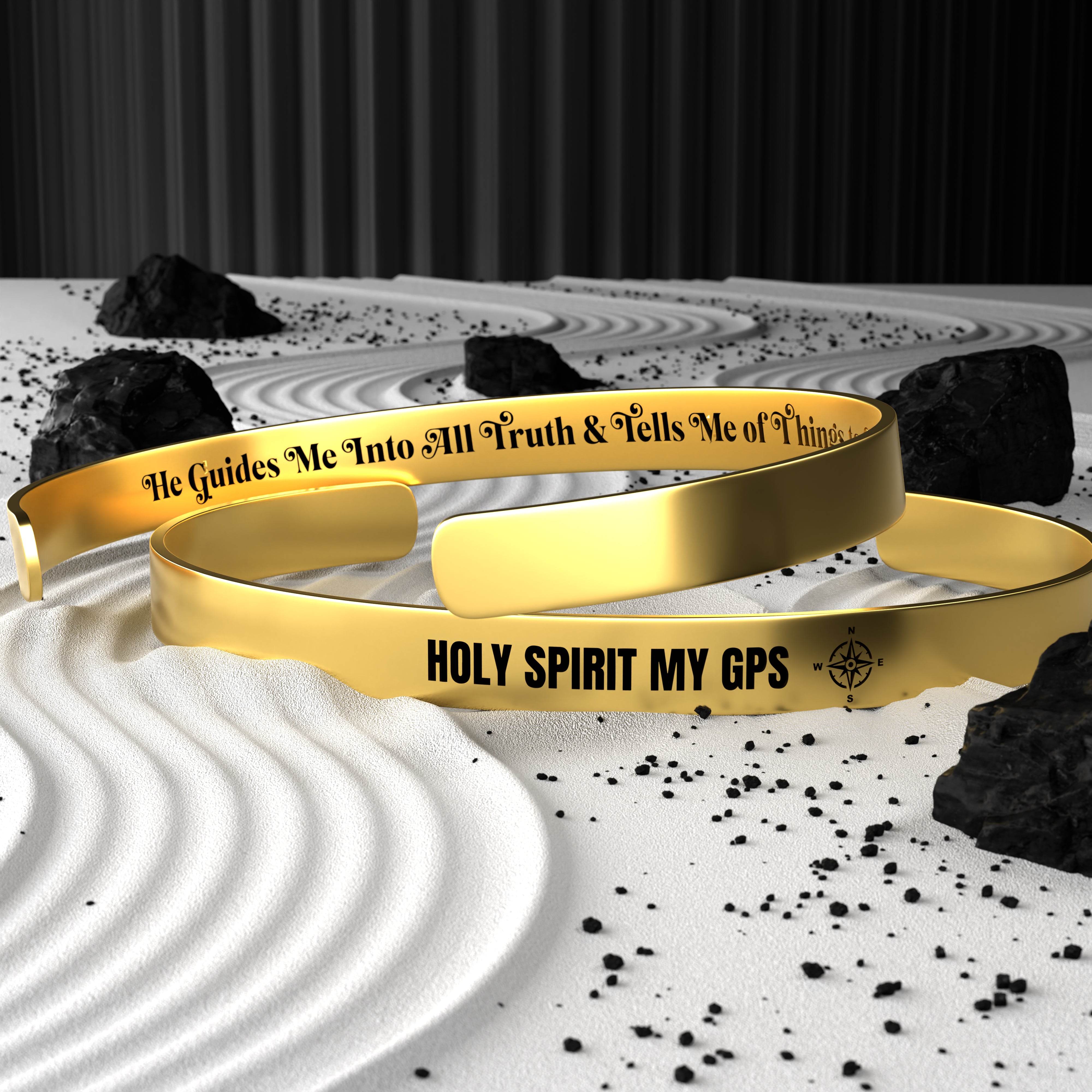 Holy Spirit My GPS Luxury Cuff Bracelet | Gold, Silver, Rose Gold