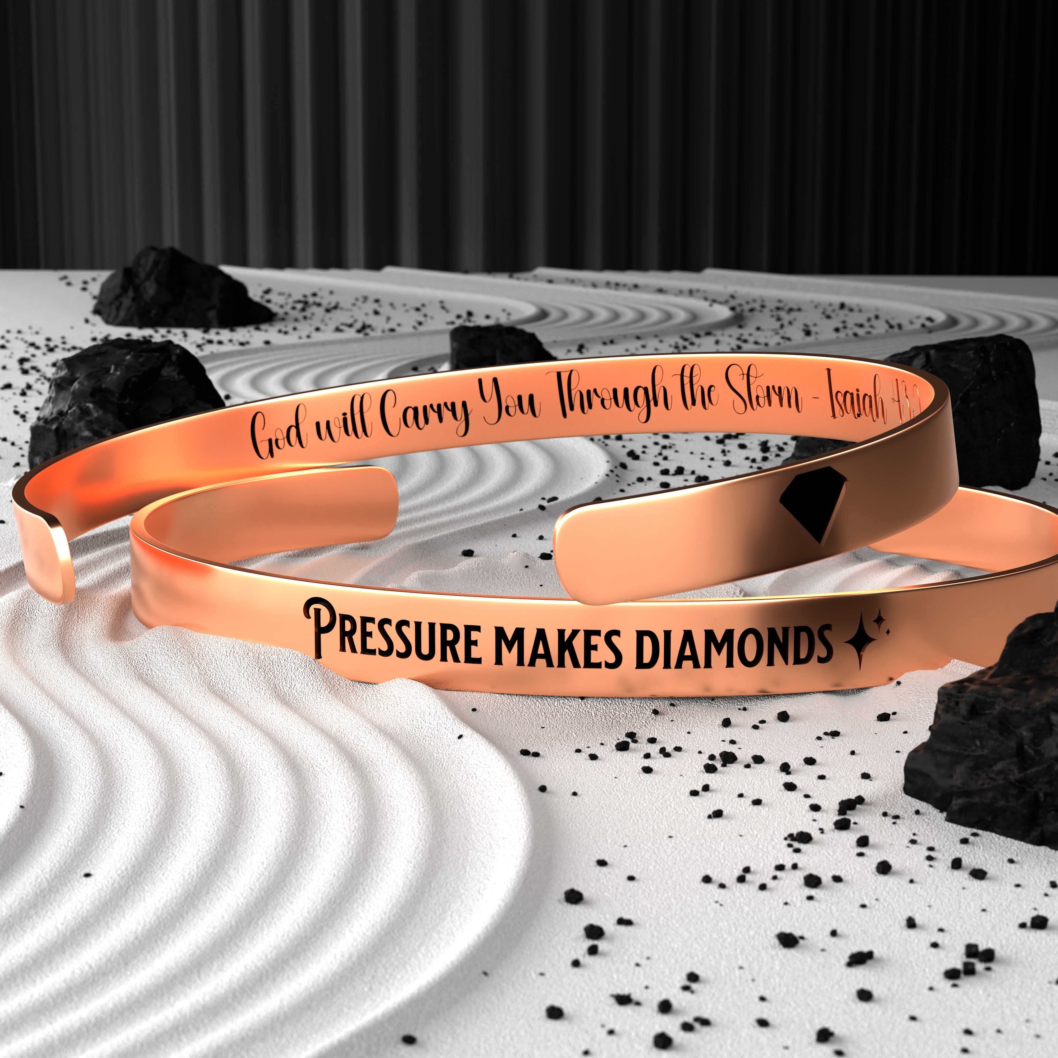 Pressure Makes Diamonds Luxury Cuff Bracelet | Gold, Silver, Rose Gold