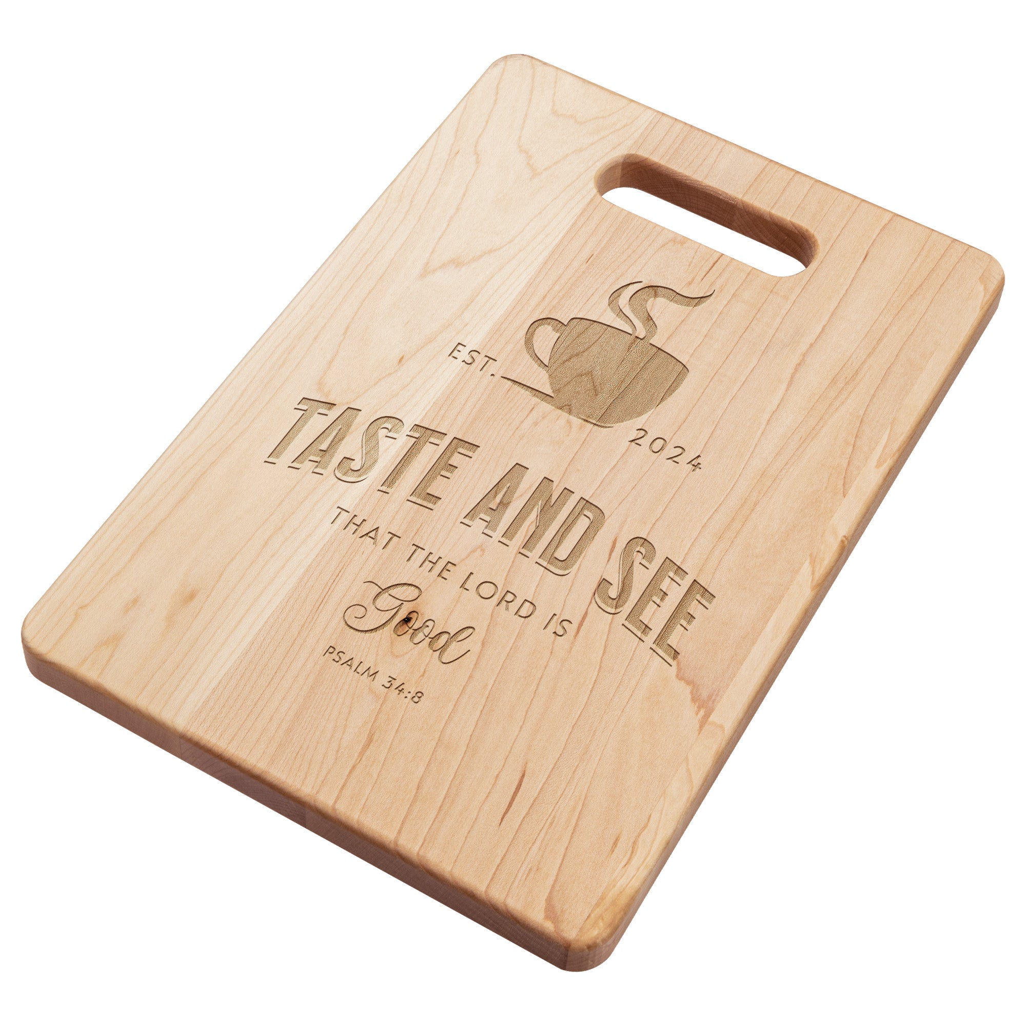 Taste & See Stunning Maple Laser Engraved Cutting Board with Handle | Soul Food Chopping Board | 3 Sizes | Wedding Gifts | Housewarming Gift