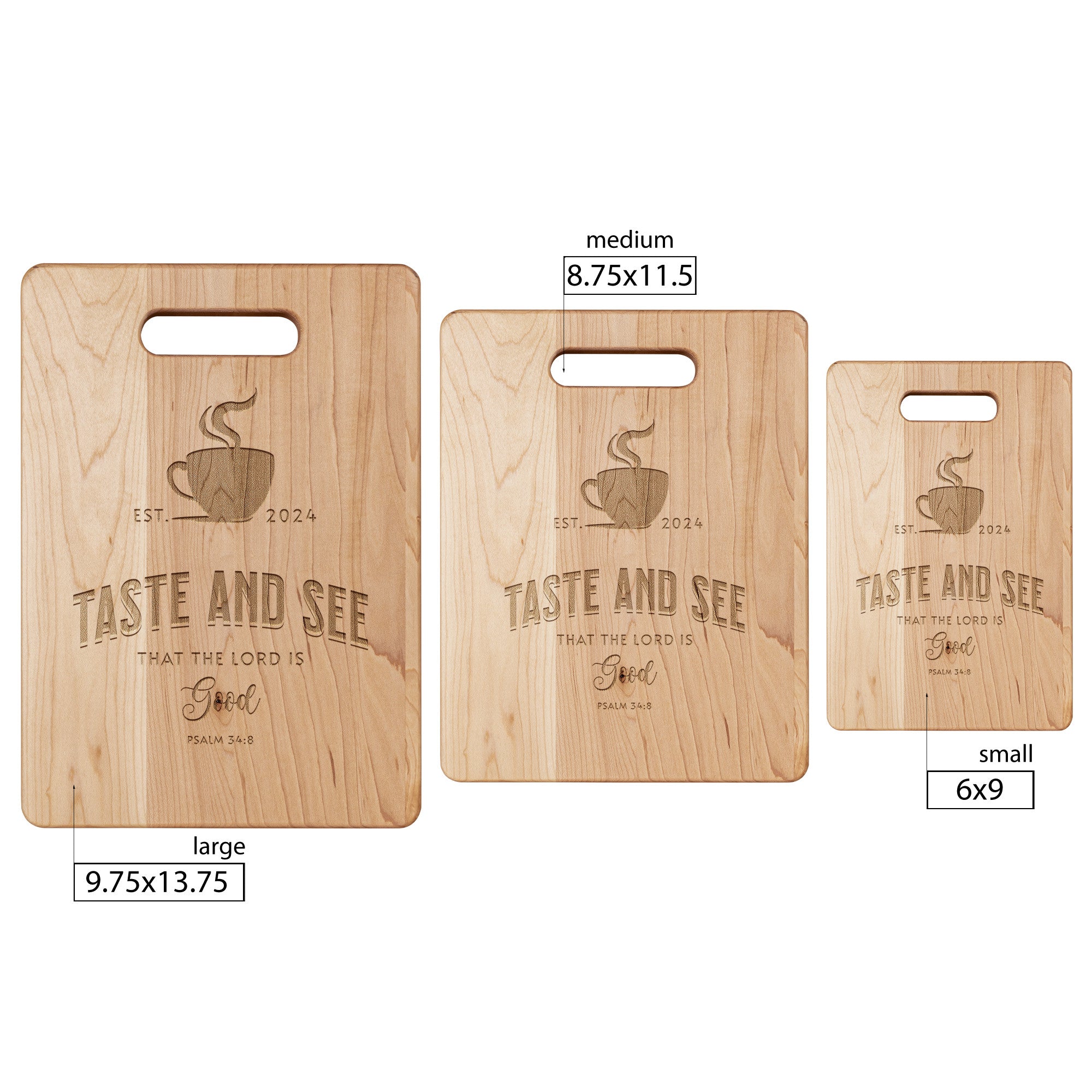 Taste & See Stunning Maple Laser Engraved Cutting Board with Handle | Soul Food Chopping Board | 3 Sizes | Wedding Gifts | Housewarming Gift