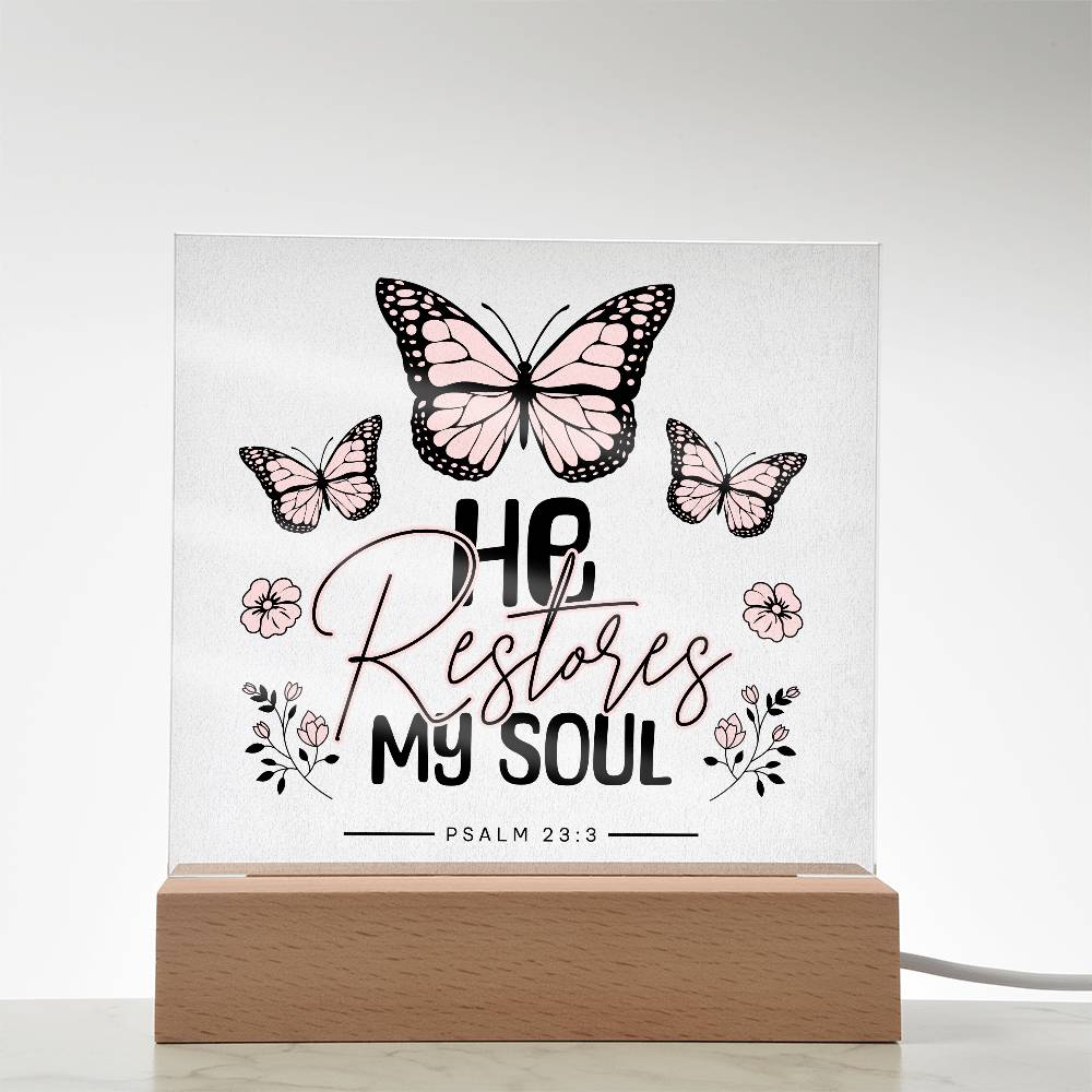 He Restores My Soul Acrylic Night Light