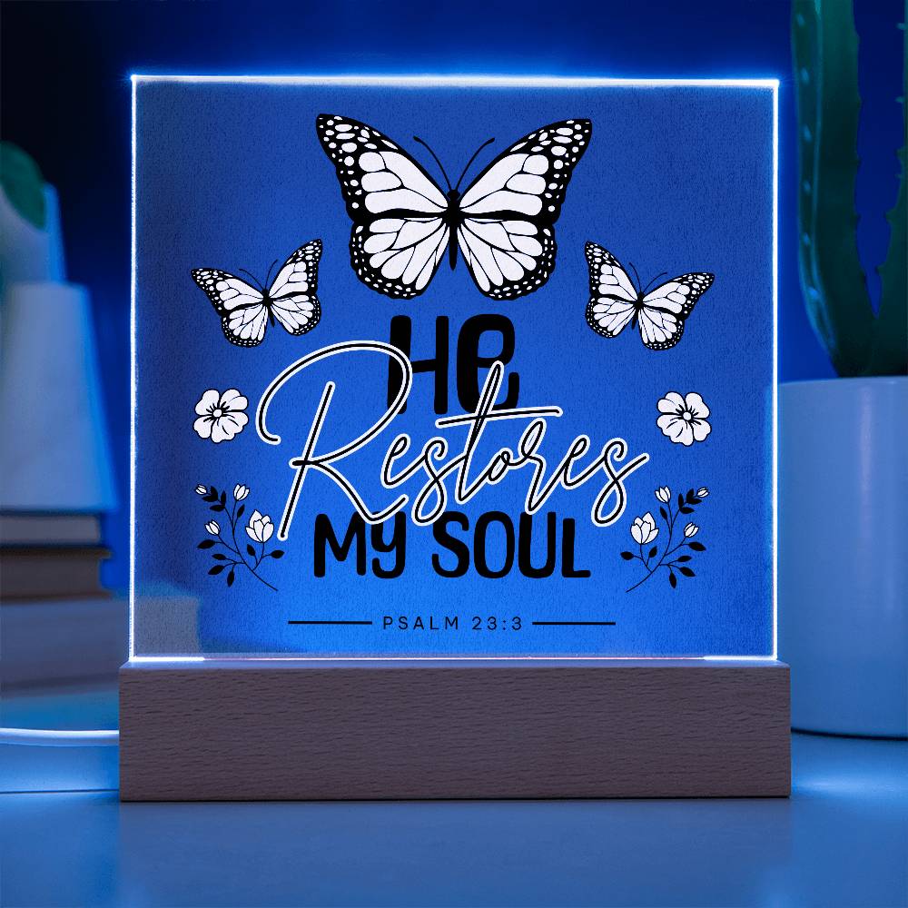 He Restores My Soul Acrylic Night Light