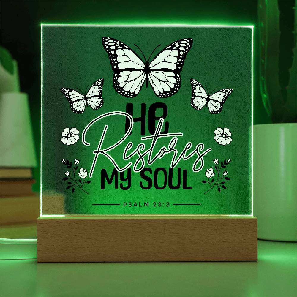 He Restores My Soul Acrylic Night Light