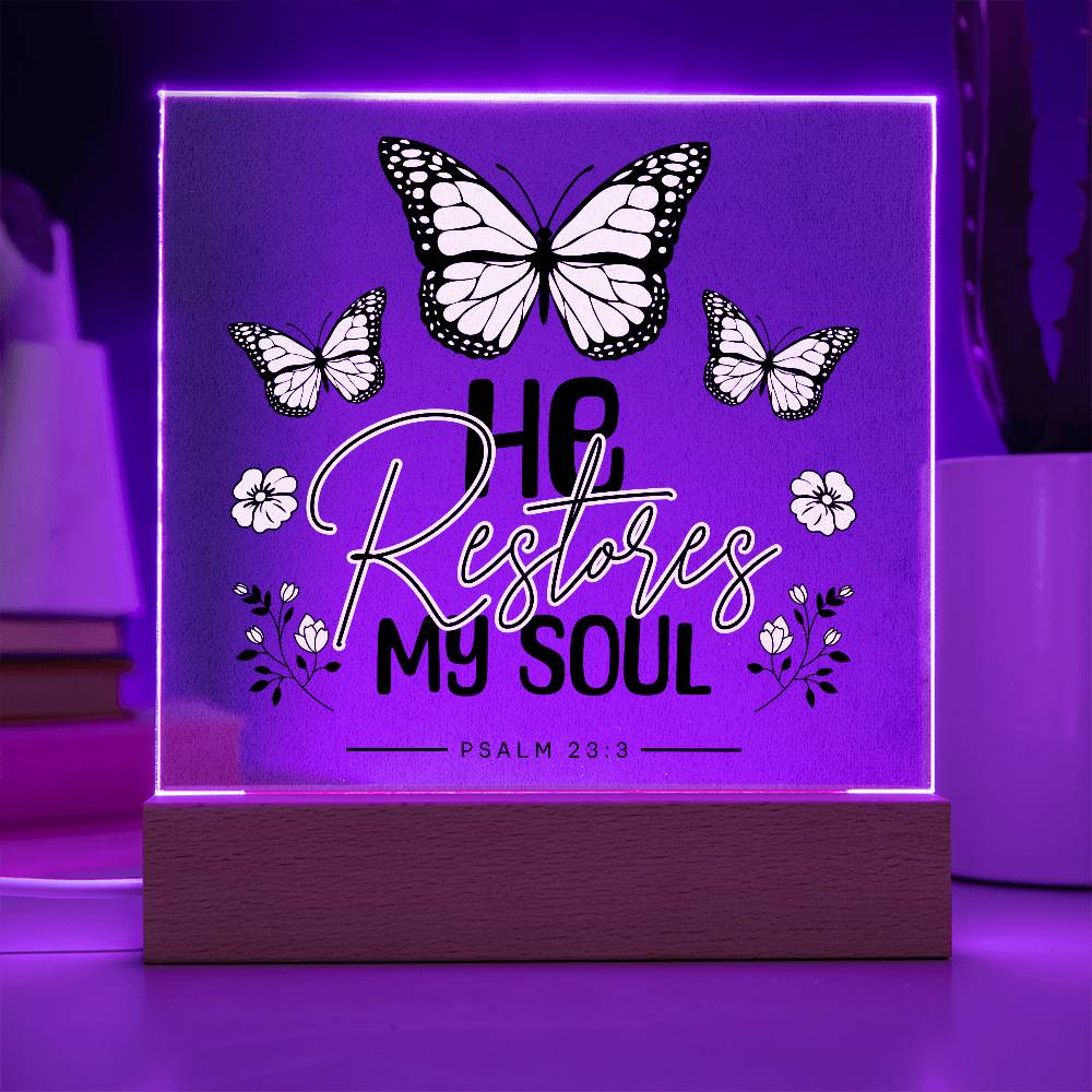 He Restores My Soul Acrylic Night Light