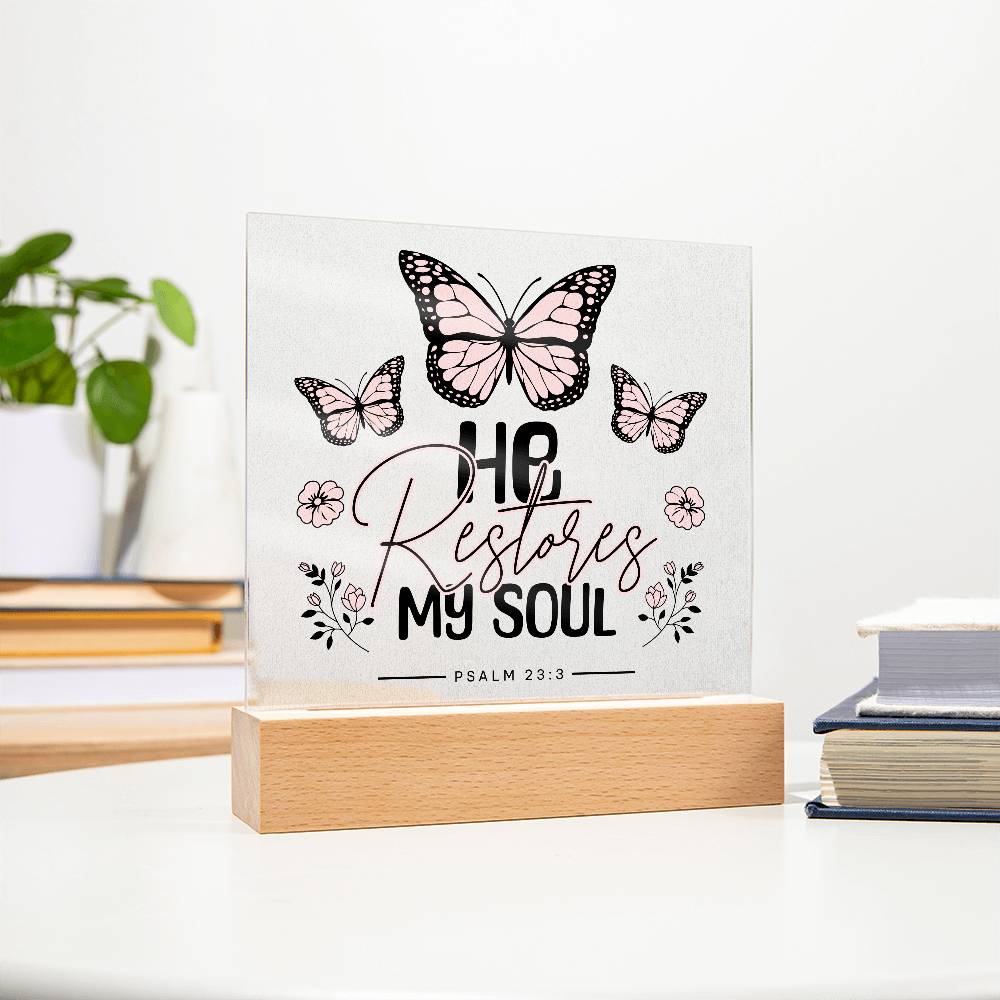 He Restores My Soul Acrylic Night Light