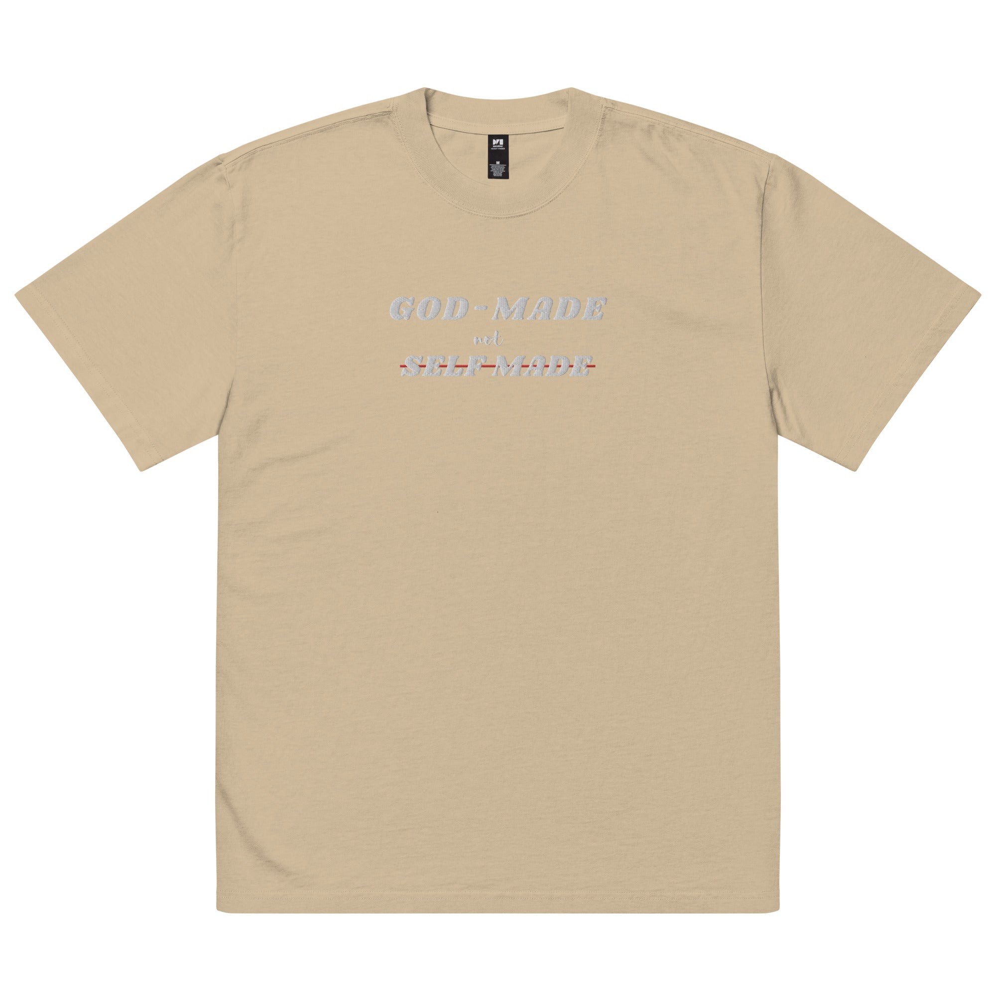 God-Made, Not Self Made Embroidered Oversized Faded T-Shirt