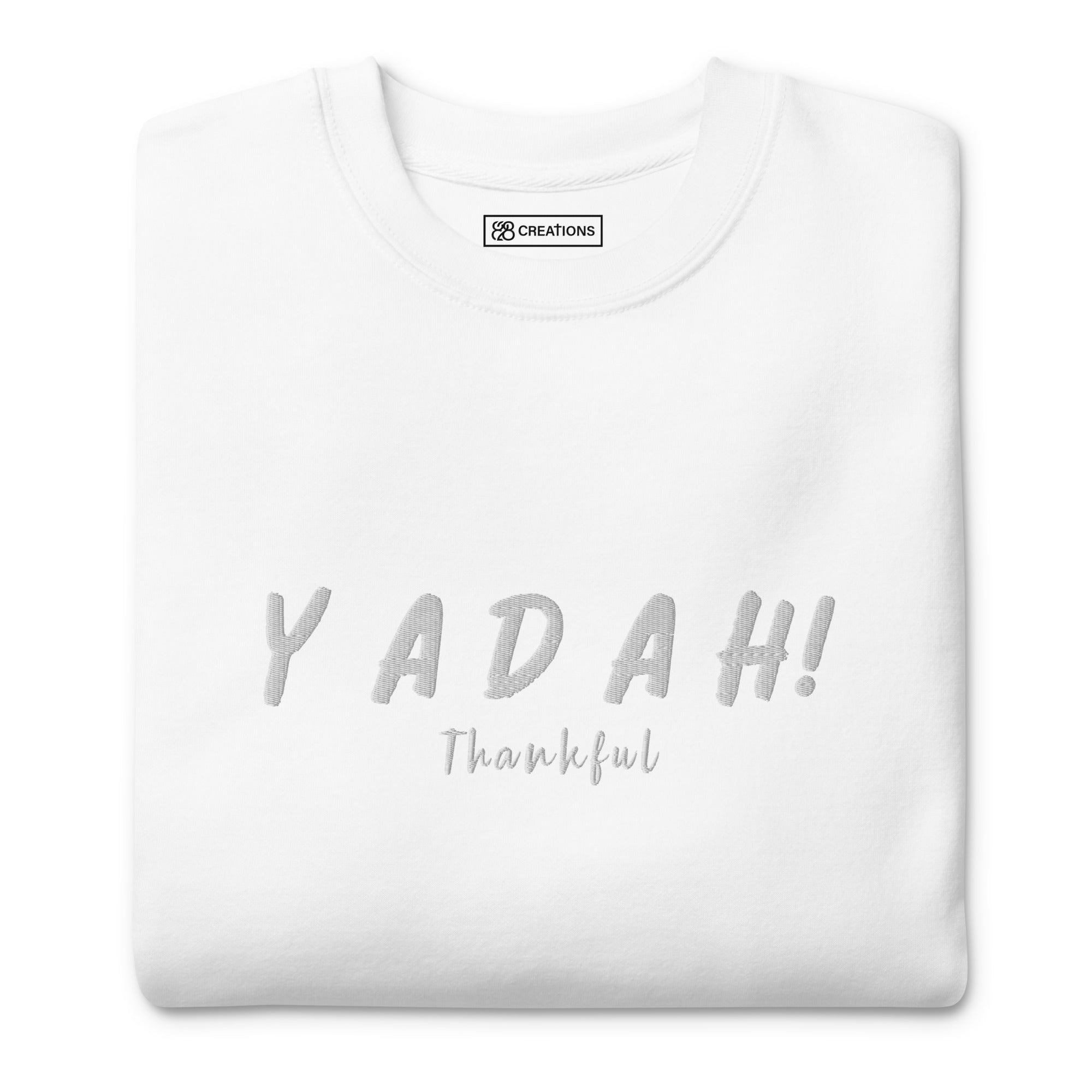 Yadah White Embroidered Crew Neck Sweatshirt