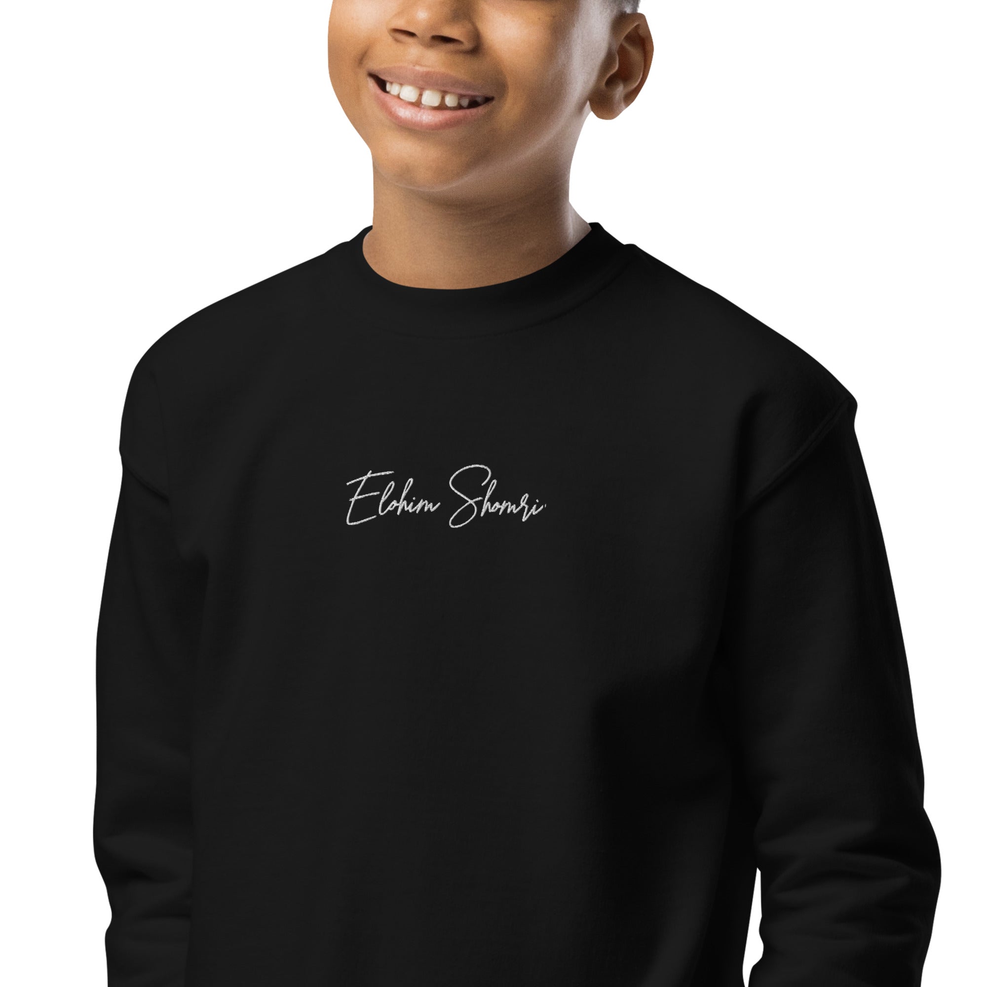Elohim Shomri Embroidered Youth Crew Neck Sweatshirt